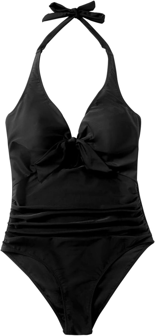 DOULAFASS Women's Tie Knot Halter Tummy Control Swimsuit Swimming Costume BNWT