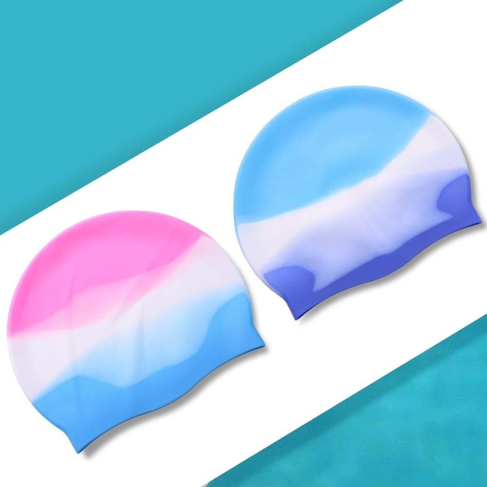 TSHAOUN 2 Pack Classic Silicone Swim Cap Swimming Hat Adults Men Women BNWT