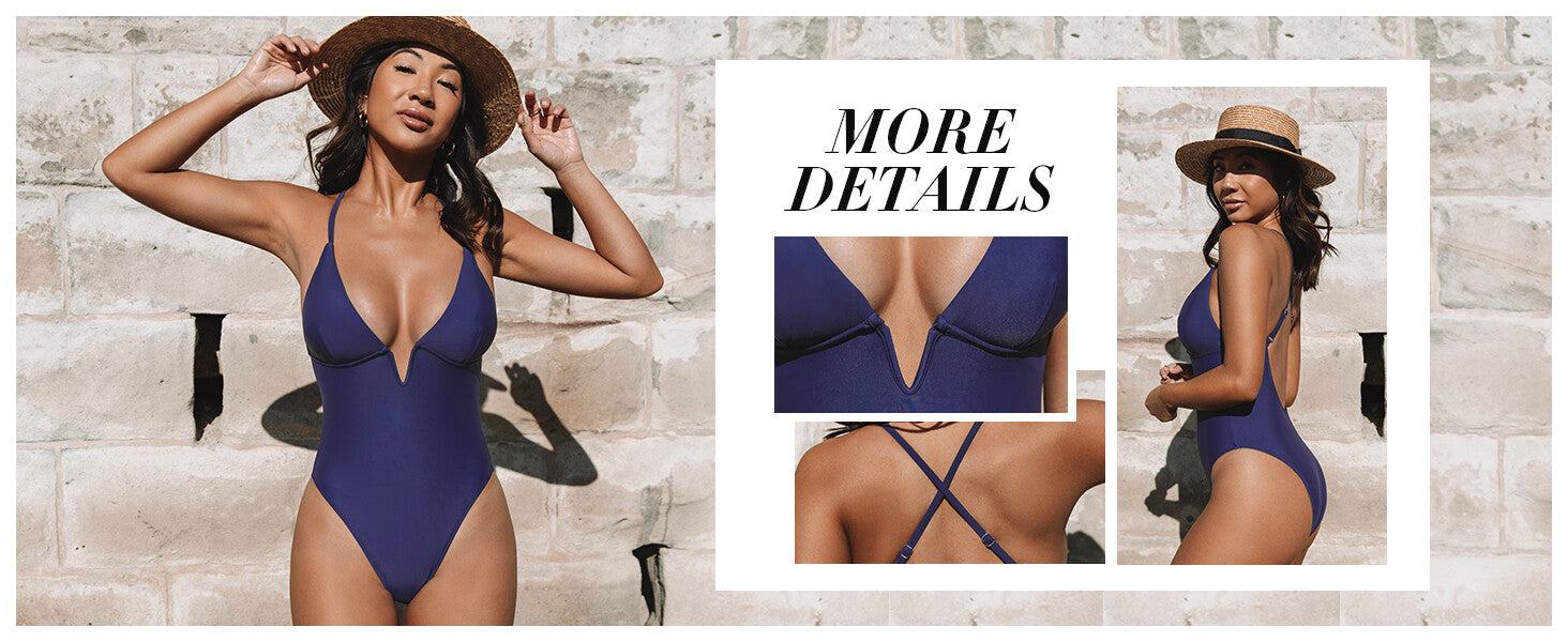Cupshe Women's Deep V Neck Criss Cross Back Swimsuit Swimming Costume BNWT