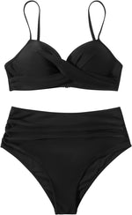 DOULAFASS High Waist Ruched Tummy Control Bikini Swimsuit Swimming Costume BNWT