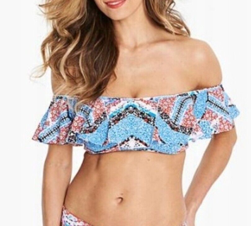 Sunseeker Women's Decorative Daze Off Shoulder Frill Bikini Top Swimsuit BNWT