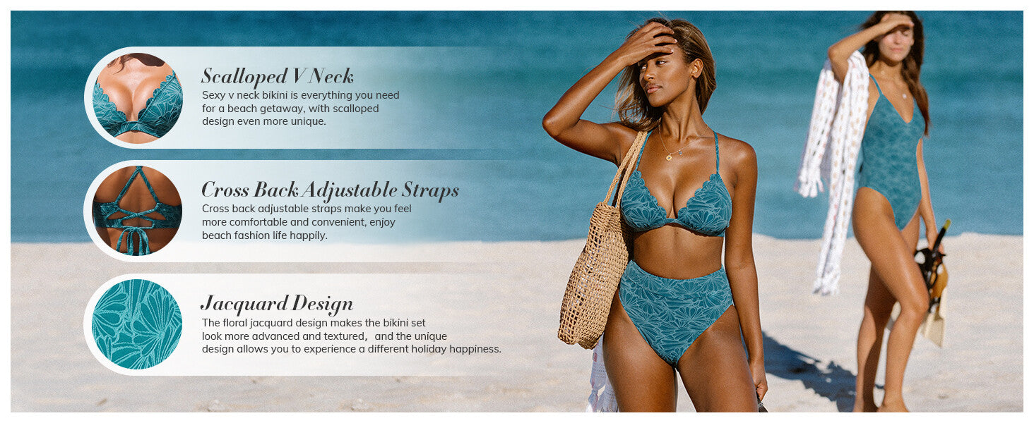 Cupshe Women's High Waisted Criss-Cross Bikini Swimsuit Swimming Costume BNWT