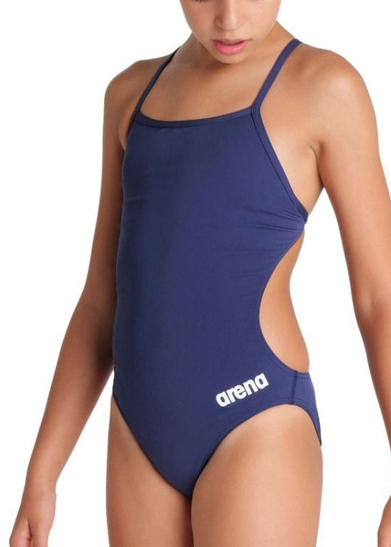 Arena Girl's Team Swimsuit Challenge Solid Swimming Costume Navy BNWT
