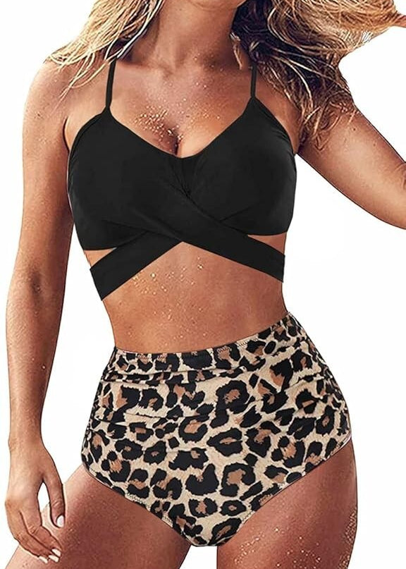 Chechury Women's Tummy Control Wrap Bikini Set Swimsuit Swimming Costume BNWT