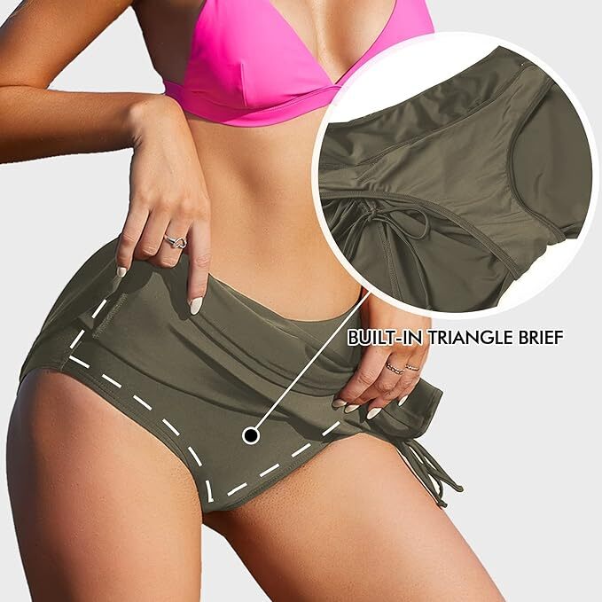 CharmLeaks Women's High Waisted Swim Skirt Swimsuit Swimming Costume BNWT