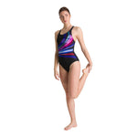 Arena Women's Flashing Lights V Back Swimsuit Swimming Costume Black BNWT