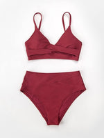 Cupshe Women's High Waist Twist Front V Bikini Swimsuit Swimming Costume BNWT