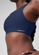 Speedo Women's Solid High Neck Crop Top Swimsuit Swimming Costume Swimwear BNWT