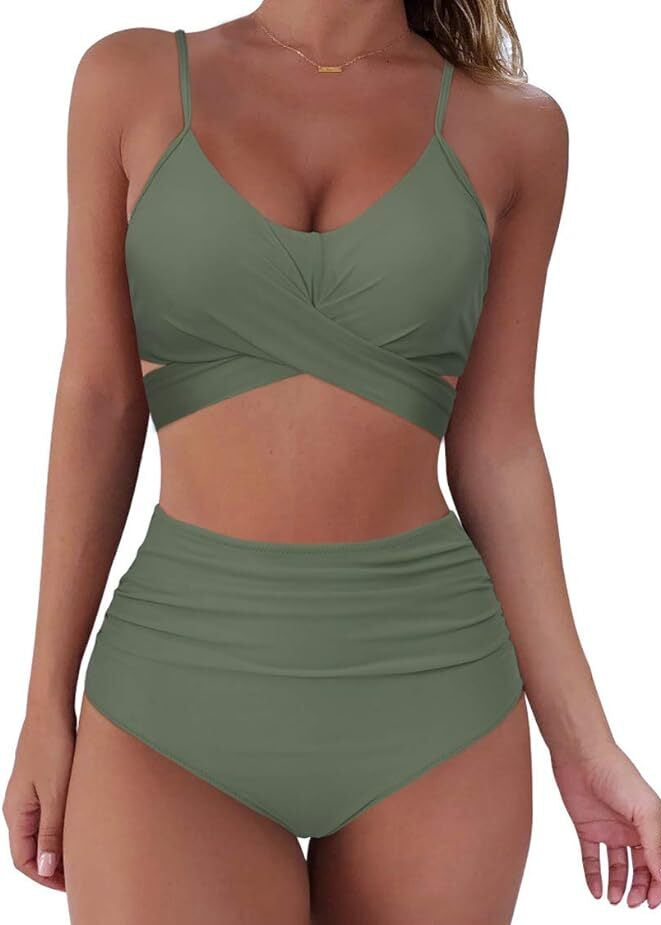 RXRXCOCO Women's Tummy Control Wrap Bikini Set Swimsuit Swimming Costume BNWT
