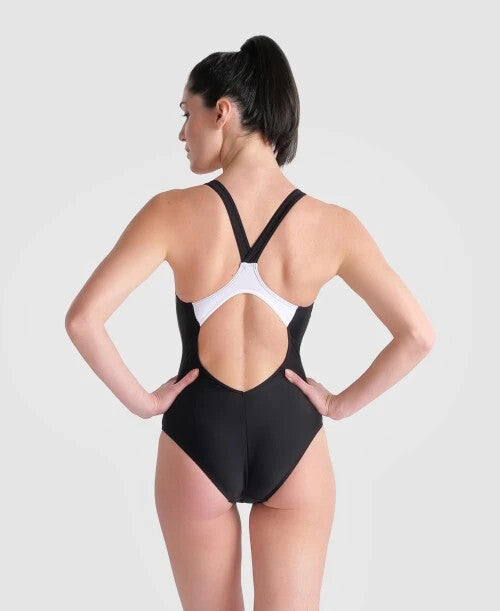 Arena Women's W Threefold V Back One Piece Swimsuit Swimming Costume Black BNWT