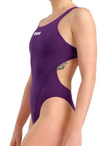 Arena Women's Team Swim Tech Solid Swimsuit Swimming Costume Girls Plum BNWT