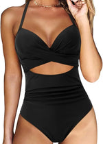DOULAFASS Women's Tummy Control Cutout One Piece Swimsuit Swimming Costume BNWT