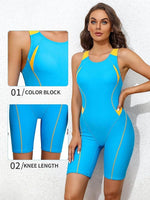 Attraco Women's Boyleg Legsuit Racerback Swimsuit Swimming Costume Kneeskin BNWT
