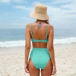 Cupshe Women's High Waist Ribbed Texture Bikini Swimsuit Swimming Costume BNWT