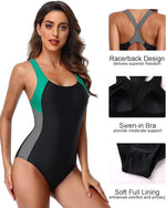 Attraco Women's Padded Athletic Racerback Swimsuit Swimming Costume BNWT