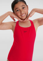 Speedo ECO Endurance+ Medalist Girls Junior Swimsuit Swimming Costume Red BNWT