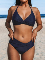 Cupshe Women's Mid Waist Halter Wrap V Bikini Swimsuit Swimming Costume BNWT
