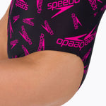 Speedo Women's Boom Logo Allover Medalist Swimsuit Swimming Costume BNWT