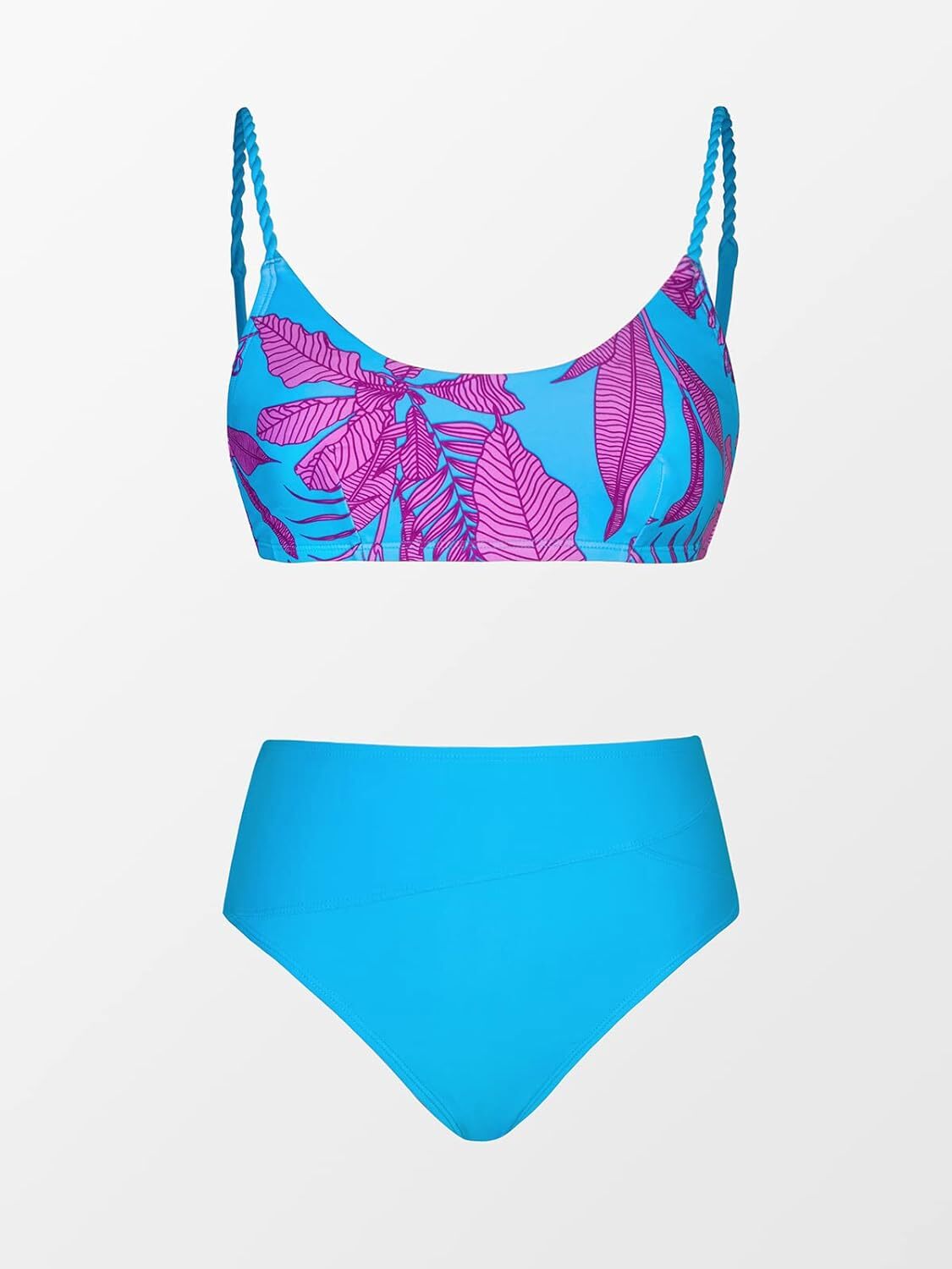 Cupshe Women's High Waist Ribbed Scoop Bikini Swimsuit Swimming Costume BNWT