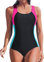 Attraco Women's Padded Colour Block Racerback Swimsuit Swimming Costume BNWT