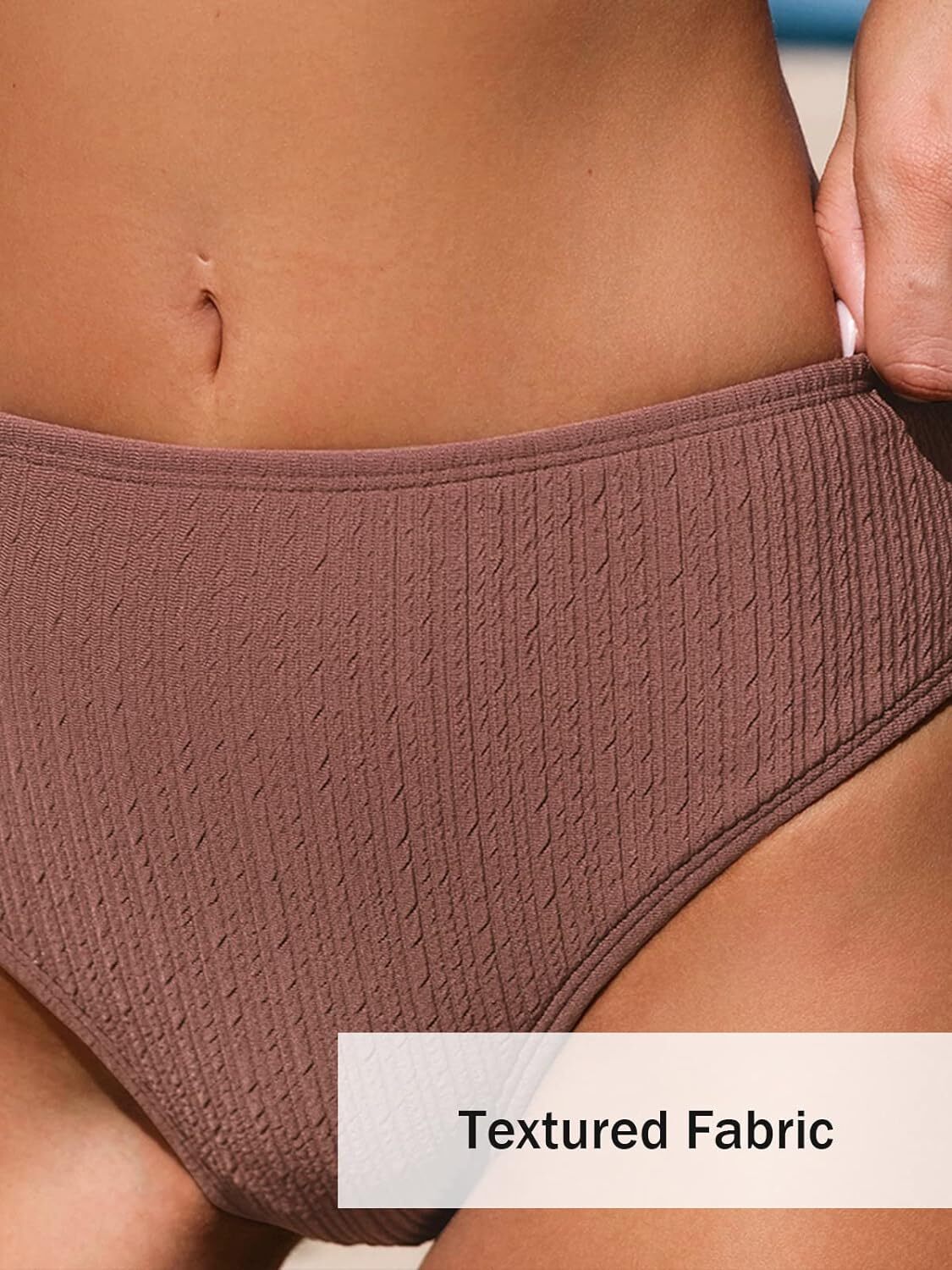 Cupshe Women's Mid-Rise Ribbed Triangle Bikini Swimsuit Swimming Costume BNWT