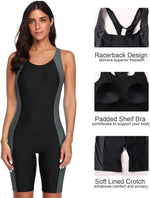 Attraco Women's Boyleg Legsuit Racerback Swimsuit Swimming Costume Kneeskin BNWT