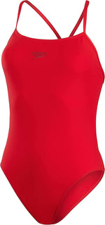Speedo Women's Eco Endurance+ Thinstrap Swimsuit Swimming Costume Red BNWT