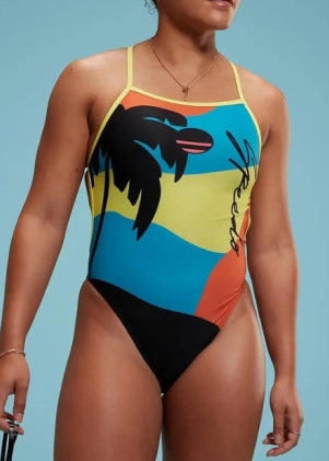 Speedo Women's X Jasmin Sehra Camo Wave V Back Swimsuit