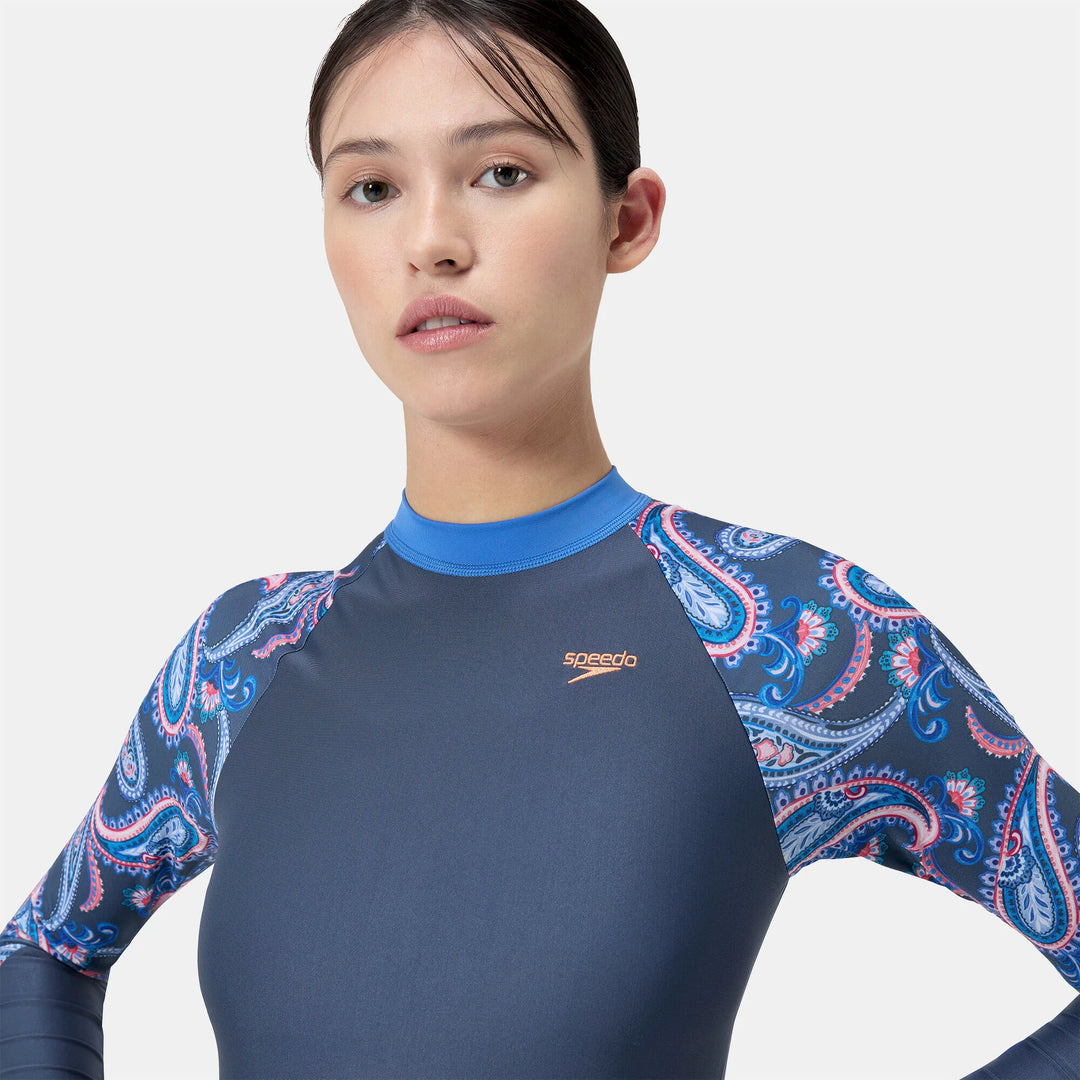 Speedo Women's Long Sleeve Swim Dress Swimsuit - Blue/Navy