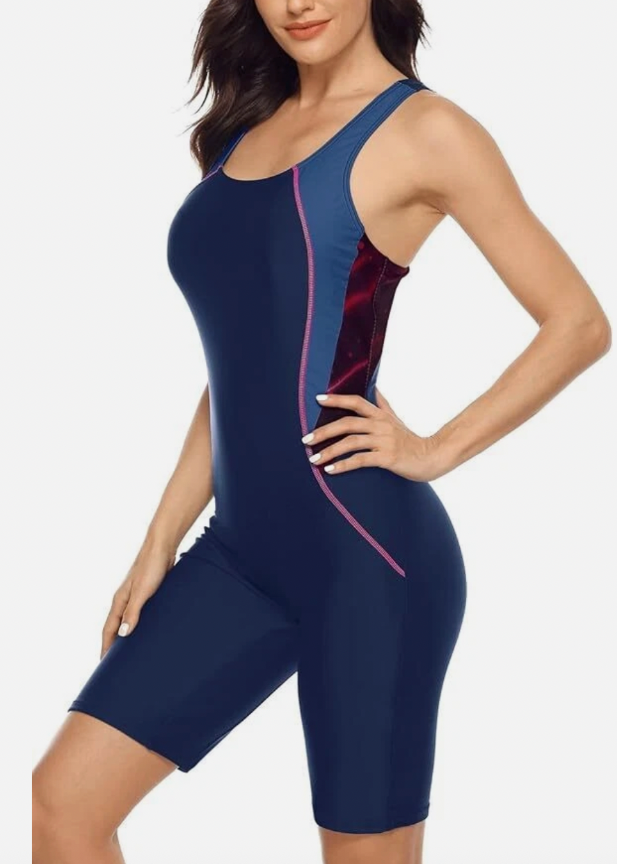 Attraco Women's Boyleg Legsuit Racerback Swimsuit Swimming Costume Kneeskin