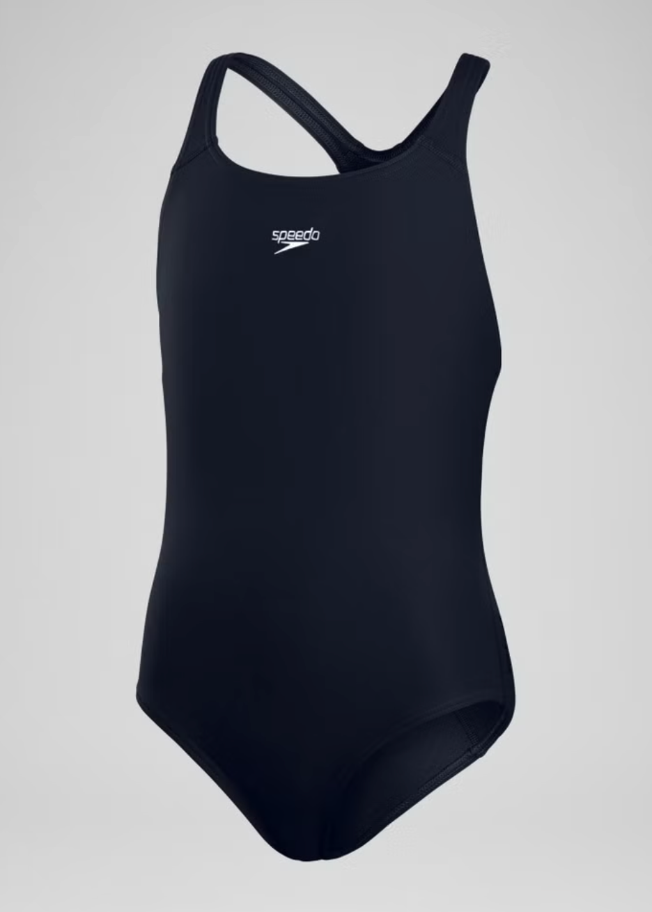 Speedo Endurance+ Medalist Girls Swimsuit Swimming Costume Navy