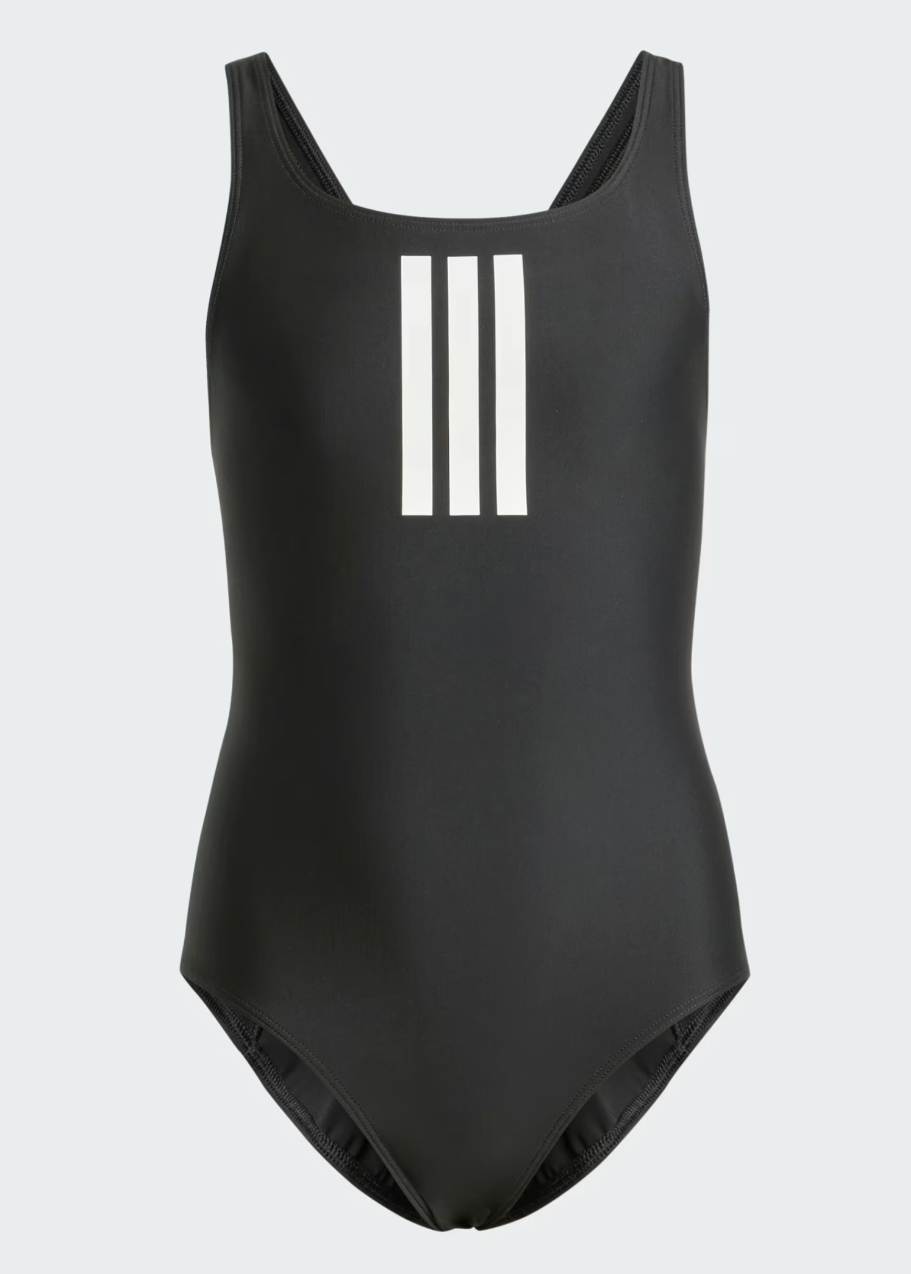 Adidas Girls Solid 3 Stripe Mid Swimsuit Swimming Costume JE2404