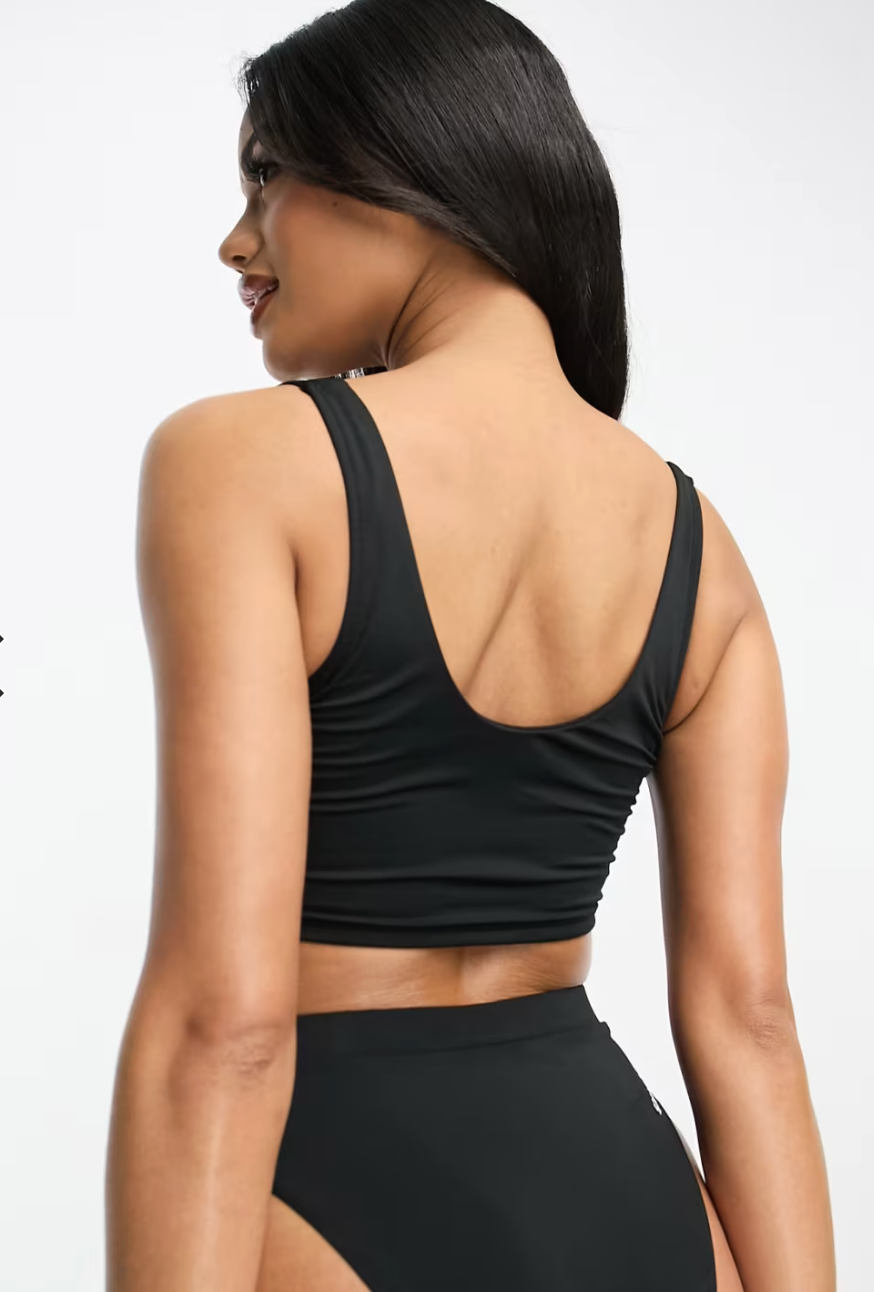 Speedo Women's FLU3NTE Solid Bikini Crop Top Swimsuit Gym - Black