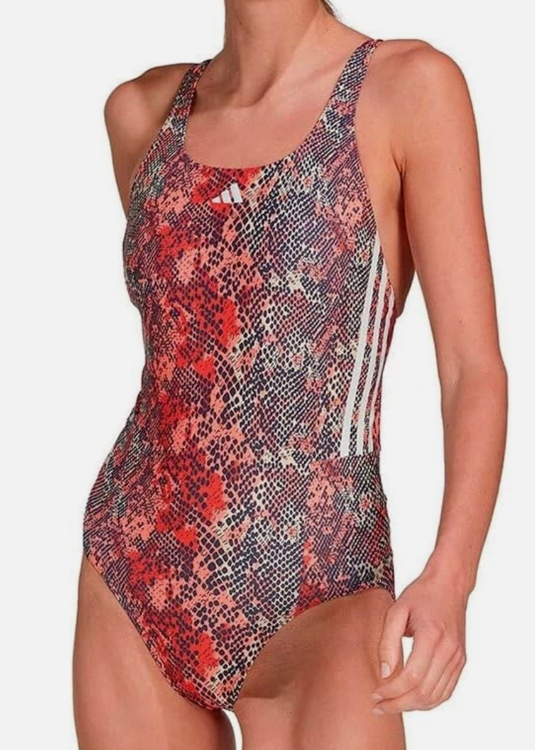 Adidas Women's 3-Stripes Graphic One Piece Swimsuit Swimming Costume HR4384