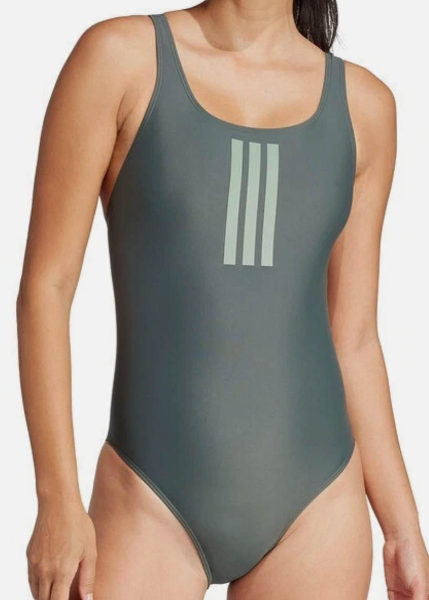Adidas Women's 3-Stripes V Back One Piece Swimsuit Swimming Costume JG5818